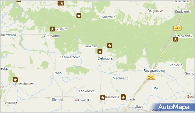 mapa Dębogóra gmina Kcynia, Dębogóra gmina Kcynia na mapie Targeo