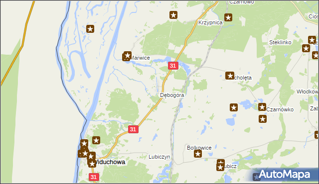 mapa Dębogóra gmina Widuchowa, Dębogóra gmina Widuchowa na mapie Targeo