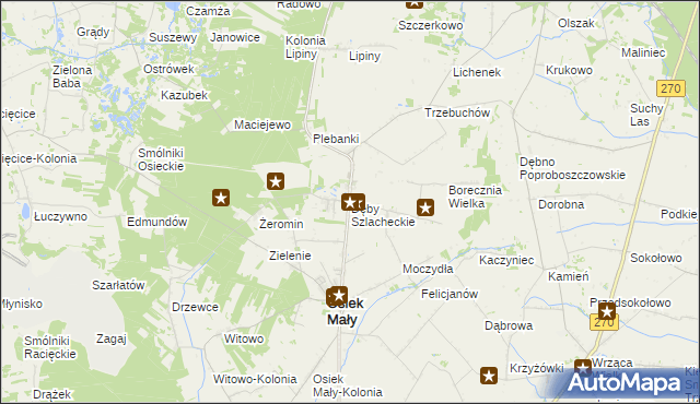 mapa Dęby Szlacheckie, Dęby Szlacheckie na mapie Targeo