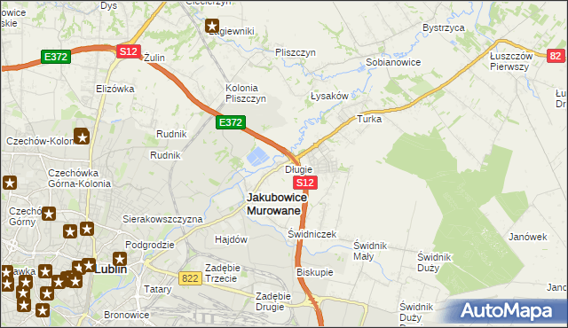 mapa Długie gmina Wólka, Długie gmina Wólka na mapie Targeo