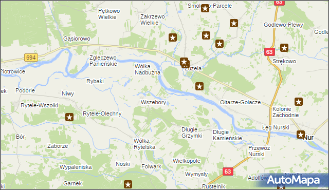 mapa Długie Grodzieckie, Długie Grodzieckie na mapie Targeo