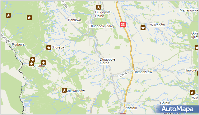 mapa Długopole Górne, Długopole Górne na mapie Targeo