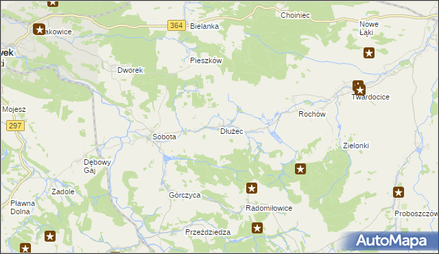 mapa Dłużec gmina Lwówek Śląski, Dłużec gmina Lwówek Śląski na mapie Targeo