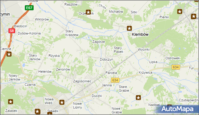 mapa Dobczyn gmina Klembów, Dobczyn gmina Klembów na mapie Targeo