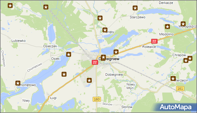 mapa Dobiegniew powiat strzelecko-drezdenecki, Dobiegniew powiat strzelecko-drezdenecki na mapie Targeo