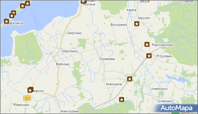 mapa Dobiesław gmina Darłowo, Dobiesław gmina Darłowo na mapie Targeo