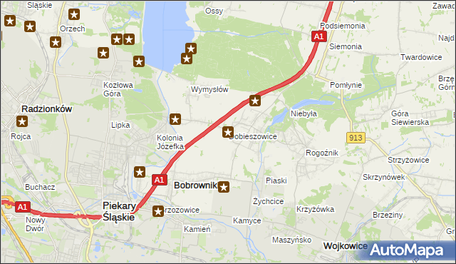 mapa Dobieszowice gmina Bobrowniki, Dobieszowice gmina Bobrowniki na mapie Targeo