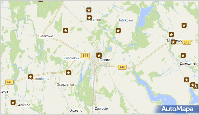 mapa Dobra powiat łobeski, Dobra powiat łobeski na mapie Targeo