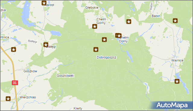 mapa Dobrogoszcz gmina Trzcińsko-Zdrój, Dobrogoszcz gmina Trzcińsko-Zdrój na mapie Targeo