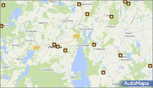 mapa Dobrosław gmina Ostrowice, Dobrosław gmina Ostrowice na mapie Targeo