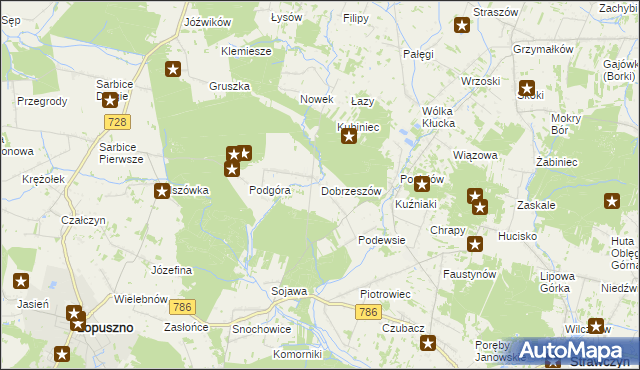 mapa Dobrzeszów, Dobrzeszów na mapie Targeo