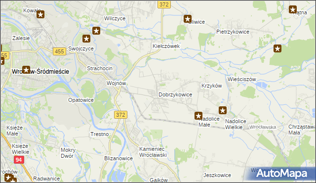 mapa Dobrzykowice, Dobrzykowice na mapie Targeo