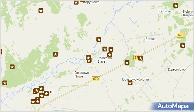 mapa Dolistowo Stare, Dolistowo Stare na mapie Targeo