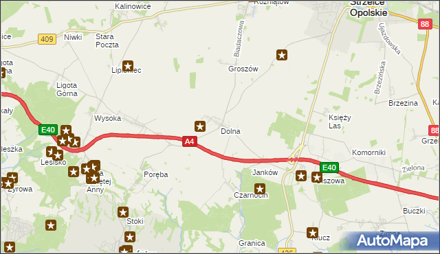 mapa Dolna gmina Leśnica, Dolna gmina Leśnica na mapie Targeo