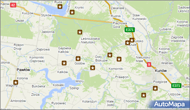 mapa Doły Biskupie, Doły Biskupie na mapie Targeo