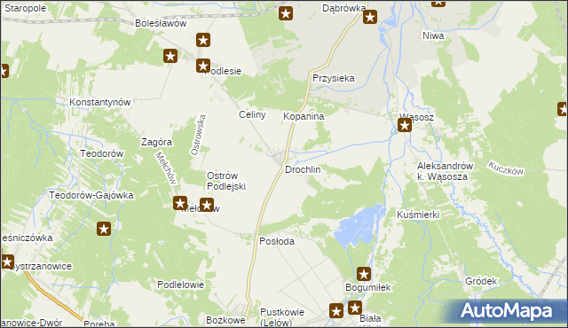 mapa Drochlin gmina Lelów, Drochlin gmina Lelów na mapie Targeo