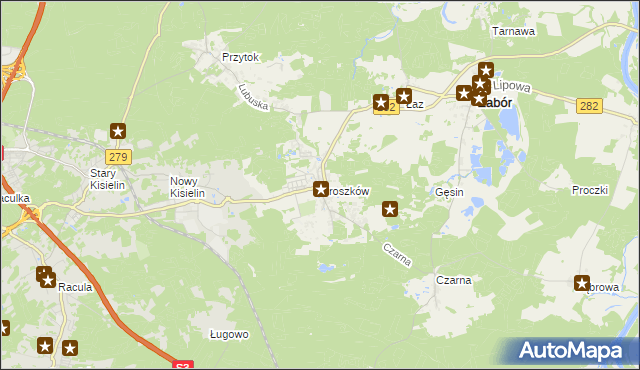 mapa Droszków gmina Zabór, Droszków gmina Zabór na mapie Targeo