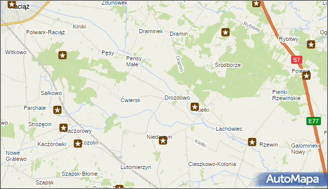 mapa Drozdowo gmina Raciąż, Drozdowo gmina Raciąż na mapie Targeo