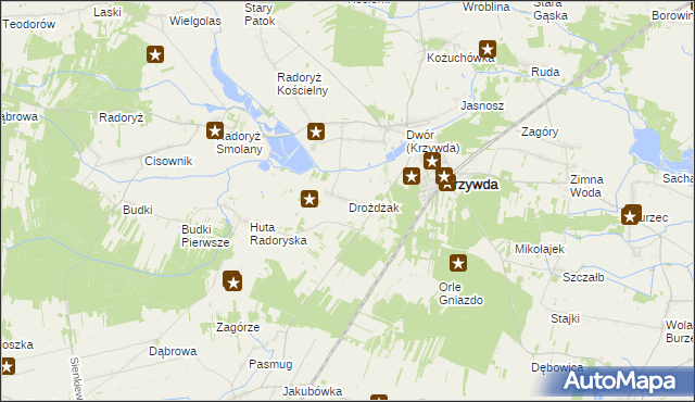 mapa Drożdżak, Drożdżak na mapie Targeo