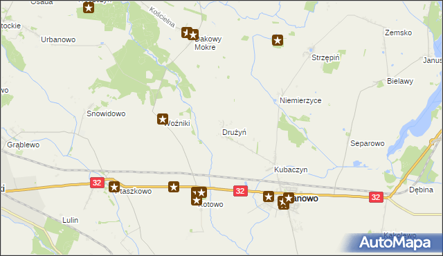 mapa Drużyń, Drużyń na mapie Targeo