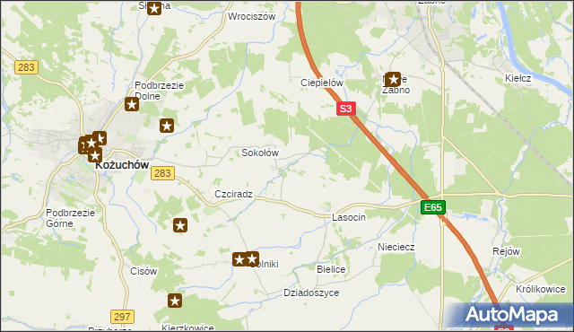 mapa Drwalewice gmina Kożuchów, Drwalewice gmina Kożuchów na mapie Targeo