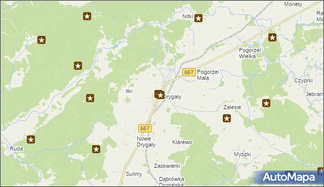 mapa Drygały, Drygały na mapie Targeo