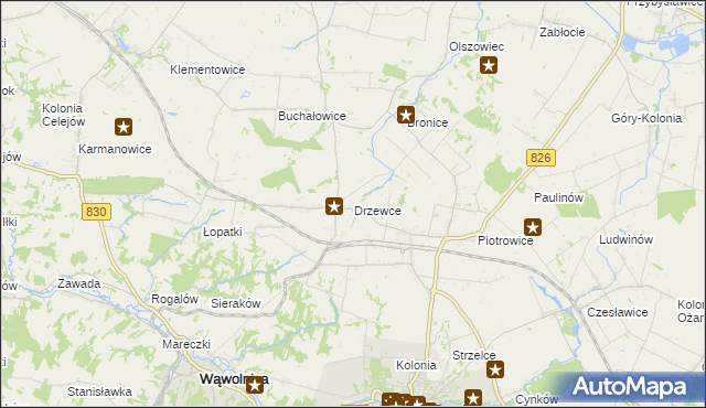 mapa Drzewce gmina Nałęczów, Drzewce gmina Nałęczów na mapie Targeo