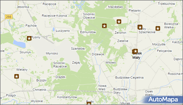 mapa Drzewce gmina Osiek Mały, Drzewce gmina Osiek Mały na mapie Targeo