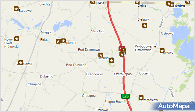 mapa Drzonowo gmina Lisewo, Drzonowo gmina Lisewo na mapie Targeo