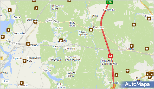 mapa Dubielno gmina Jeżewo, Dubielno gmina Jeżewo na mapie Targeo