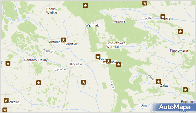 mapa Dudy Puszczańskie, Dudy Puszczańskie na mapie Targeo