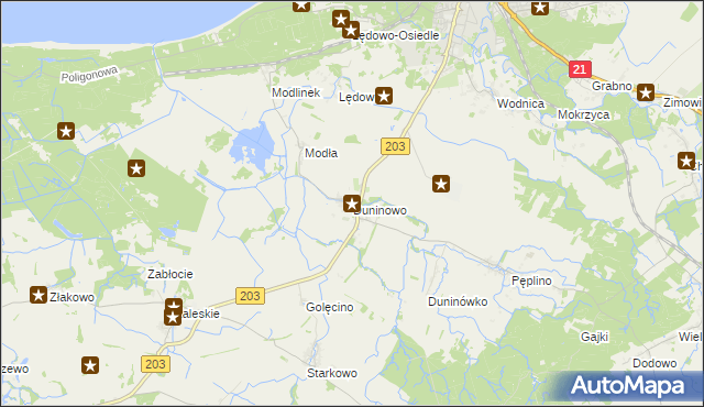 mapa Duninowo, Duninowo na mapie Targeo