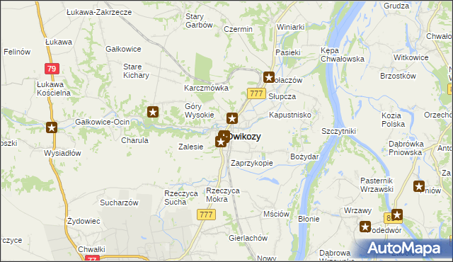 mapa Dwikozy, Dwikozy na mapie Targeo