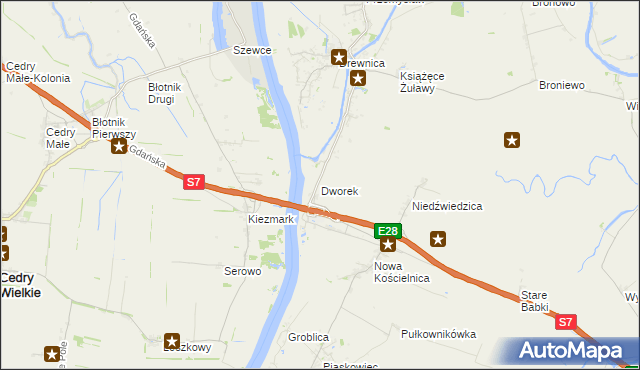 mapa Dworek gmina Stegna, Dworek gmina Stegna na mapie Targeo