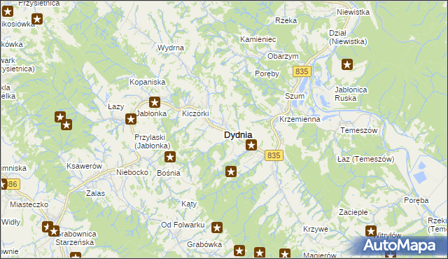 mapa Dydnia, Dydnia na mapie Targeo