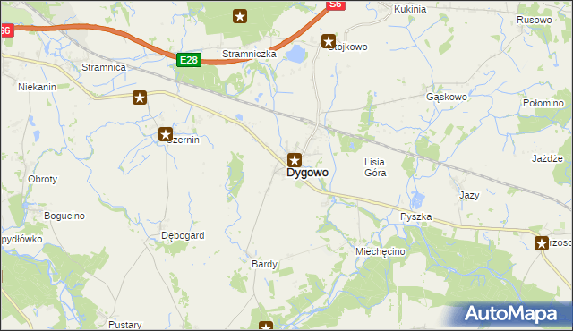 mapa Dygowo, Dygowo na mapie Targeo