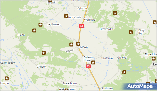 mapa Dylewo gmina Kadzidło, Dylewo gmina Kadzidło na mapie Targeo