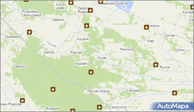 mapa Dynak, Dynak na mapie Targeo
