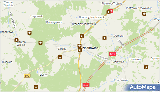 mapa Dziadkowice powiat siemiatycki, Dziadkowice powiat siemiatycki na mapie Targeo