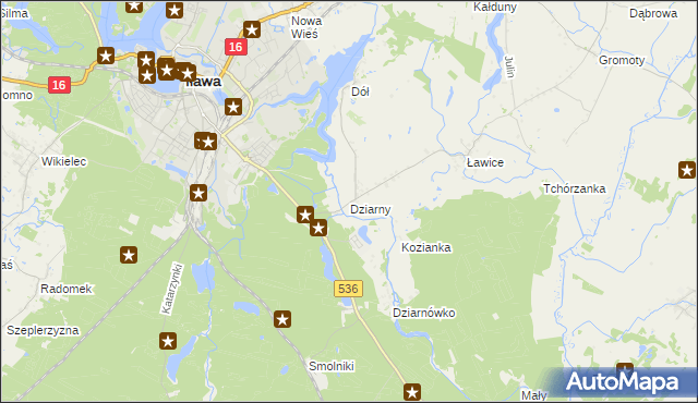mapa Dziarny, Dziarny na mapie Targeo