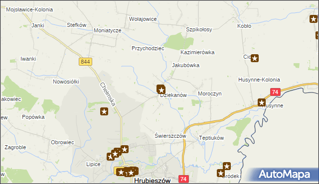 mapa Dziekanów, Dziekanów na mapie Targeo