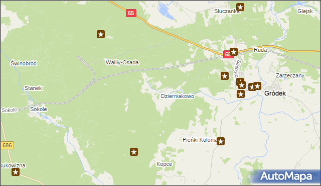 mapa Dzierniakowo, Dzierniakowo na mapie Targeo