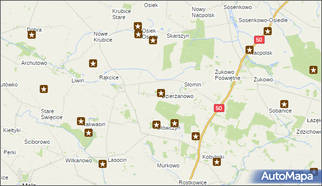 mapa Dzierżanowo gmina Mała Wieś, Dzierżanowo gmina Mała Wieś na mapie Targeo