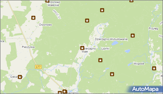 mapa Dzierżążno Małe, Dzierżążno Małe na mapie Targeo