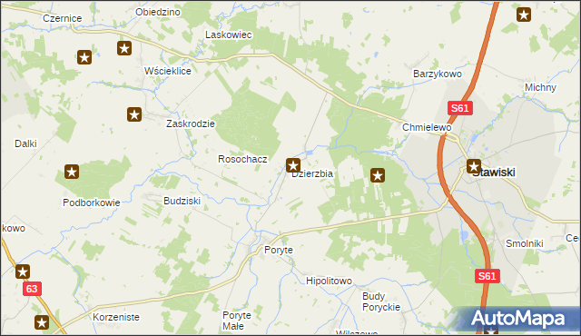 mapa Dzierzbia, Dzierzbia na mapie Targeo