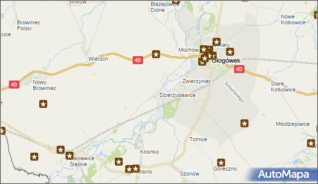 mapa Dzierżysławice, Dzierżysławice na mapie Targeo