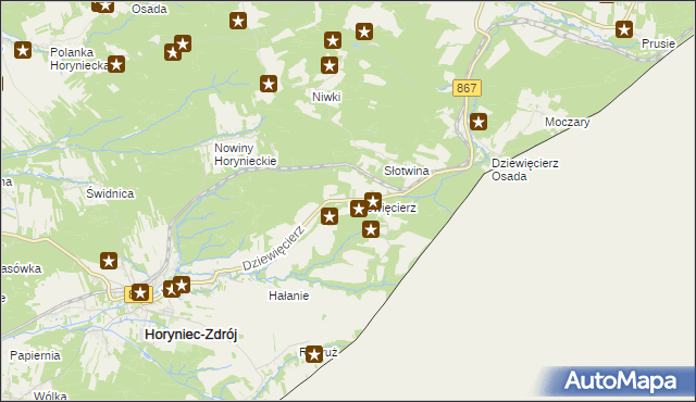 mapa Dziewięcierz, Dziewięcierz na mapie Targeo