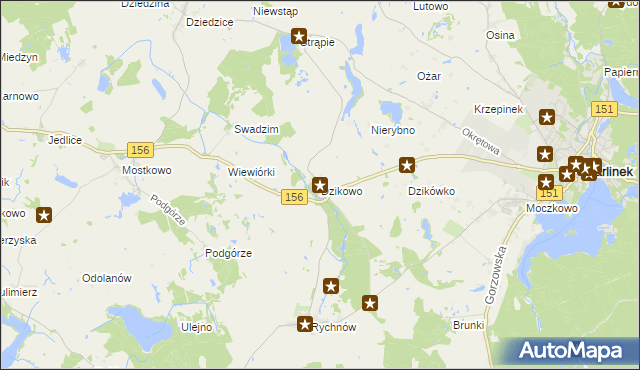 mapa Dzikowo gmina Barlinek, Dzikowo gmina Barlinek na mapie Targeo