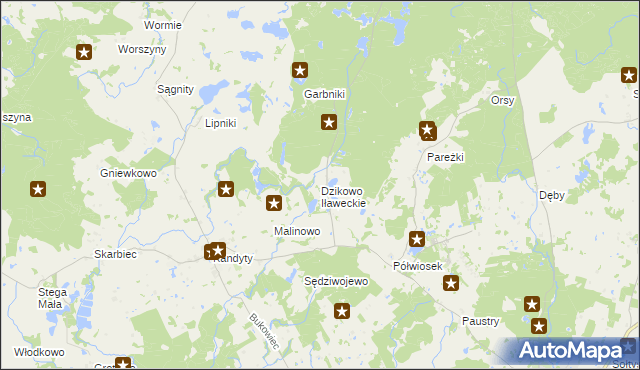 mapa Dzikowo Iławeckie, Dzikowo Iławeckie na mapie Targeo