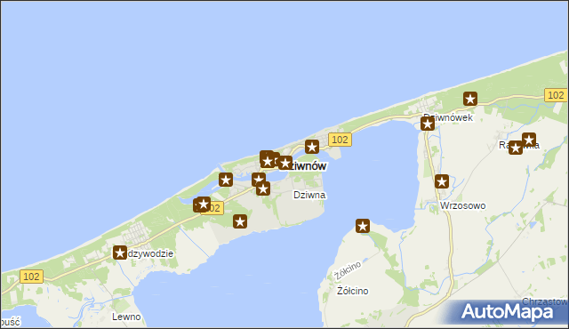 mapa Dziwnów, Dziwnów na mapie Targeo